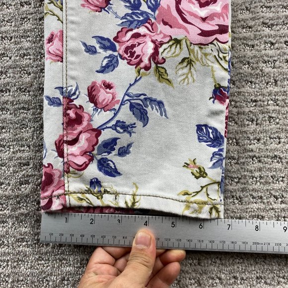 Blue Notes Floral Jeans Women 34 White Denim Pants Low Rise Super Skinny 34X30 - Picture 14 of 16
